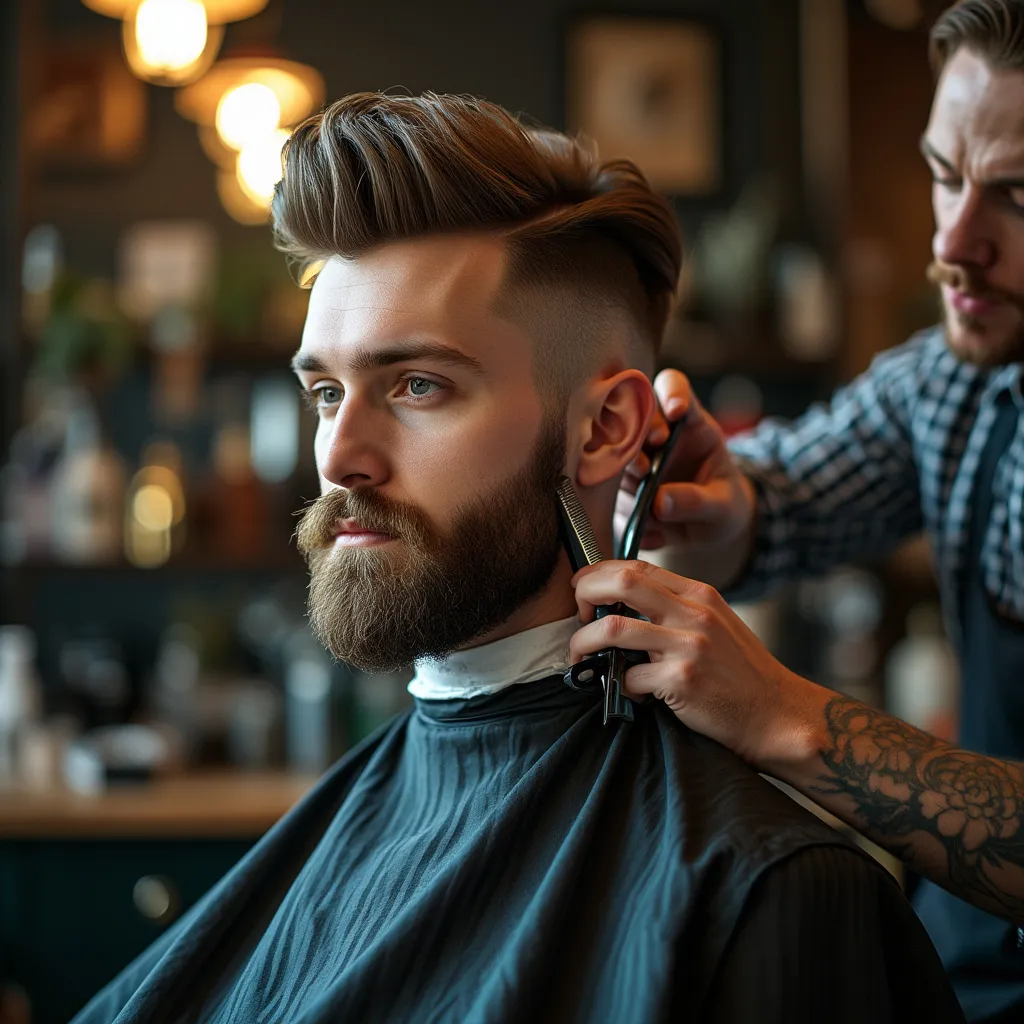 Barbero trabajando con degradado